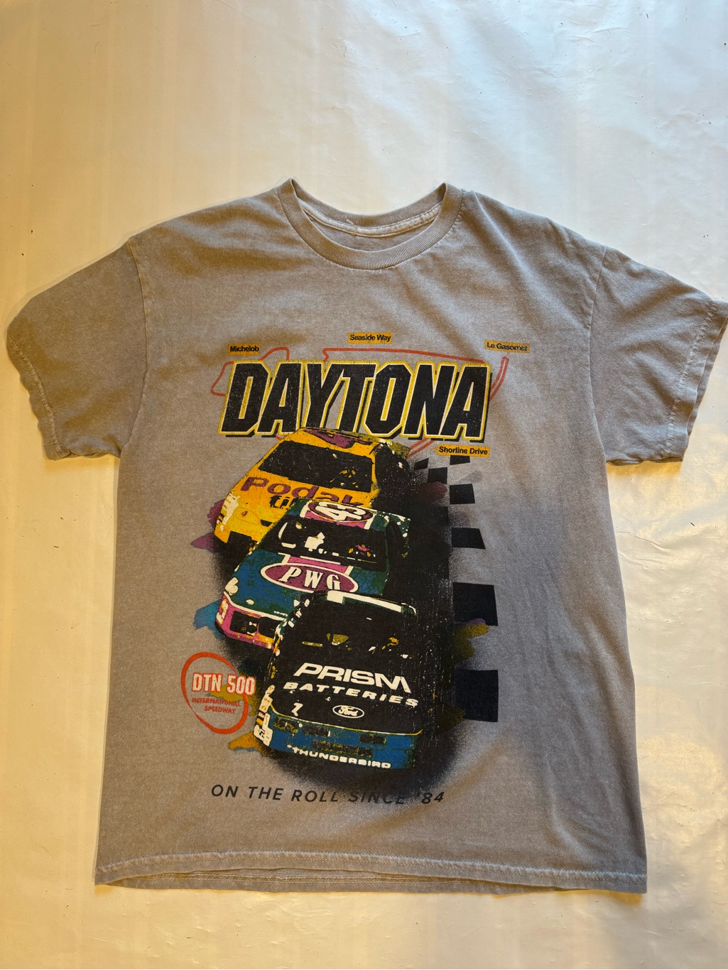 Pacsun Daytona Graphic Tee  Gray With Yellow  Black Print